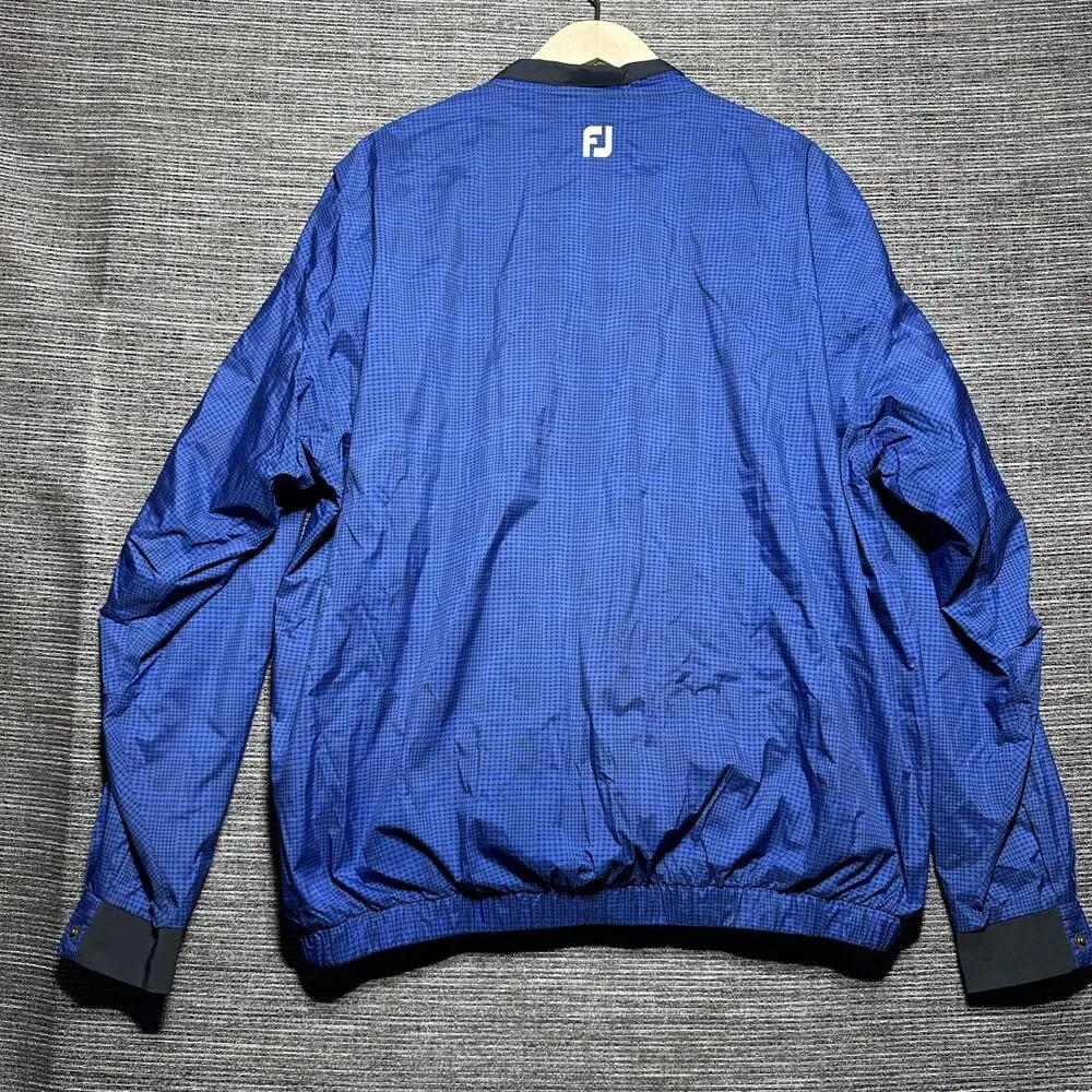 DryJoys Footjoy Jacket Men's XL Blue Geometric Snap Closure Golf